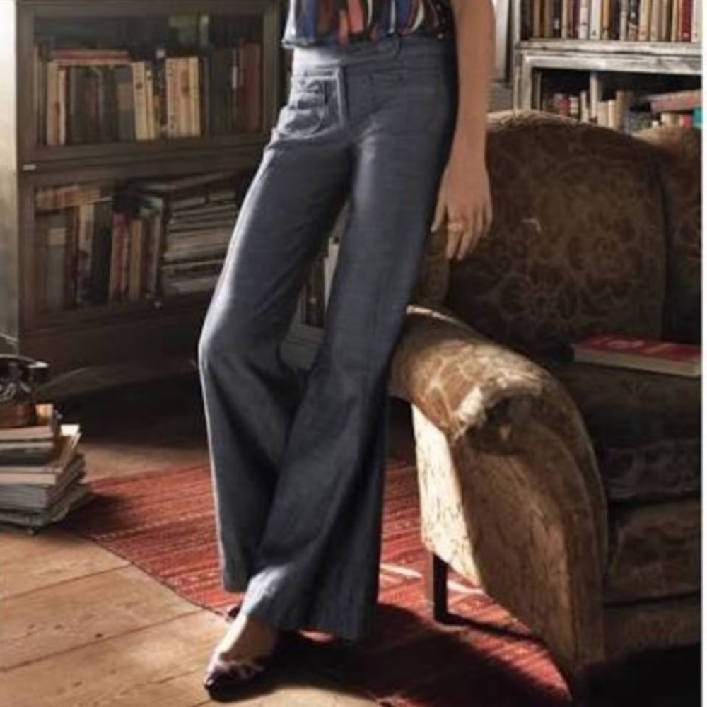 Anthropologie Elevenses Fraktur Chambray Trousers